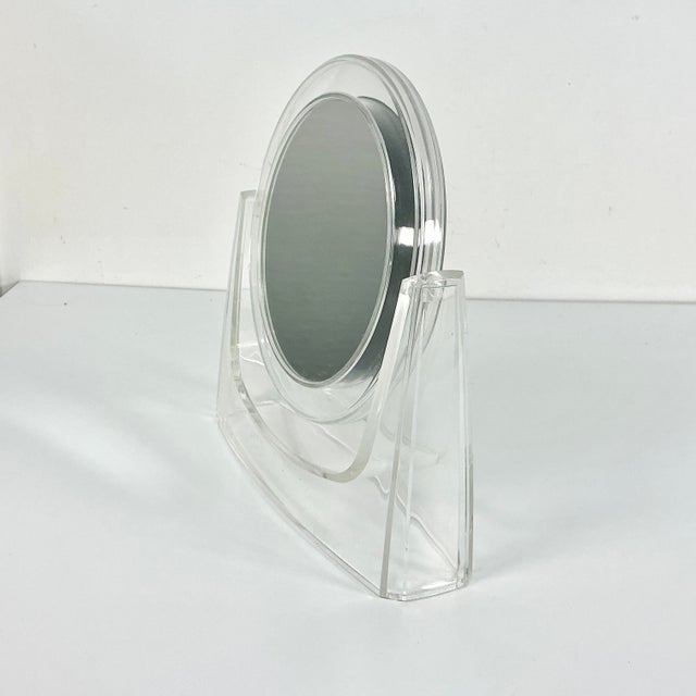 Charles Hollis Jones 1970s Vintage Lucite Tabletop Flip Makeup Mirror, Charles Hollis Jones Attributed For Sale - Image 4 of 18