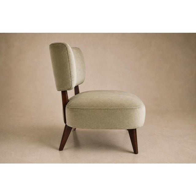 Mid-Century Modern Brazilian Modern Loveseat in Imbuia Wood and Sage Mohair, Cimo, Brazil, 1950s For Sale - Image 3 of 14