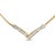 This stunning 10K yellow and white gold pendant necklace features a flared V shaped pendant inset with two rows of...