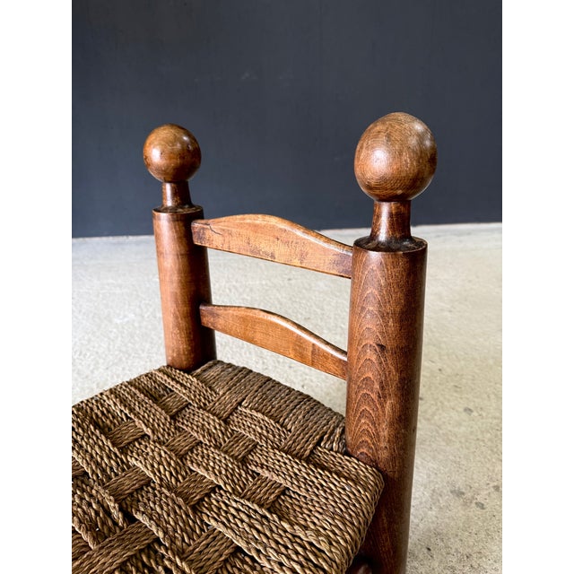 French Provincial Brutalist Low Stool by Charles Dudouyt, France 1940s For Sale - Image 9 of 16