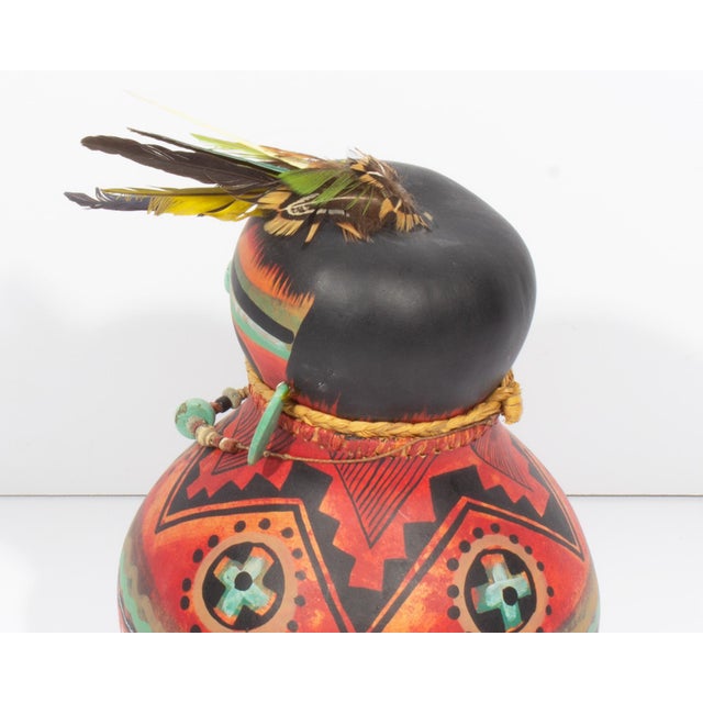1980s 1984 “Pre-Historic Kachina” Gourd Sculpture by Robert Rivera For Sale - Image 5 of 8