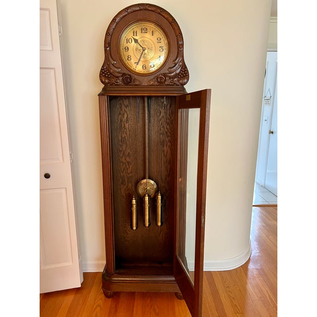 Late 20th Century Jauch Brothers Clock Factory German Antique Grandfather Clock For Sale - Image 5 of 11