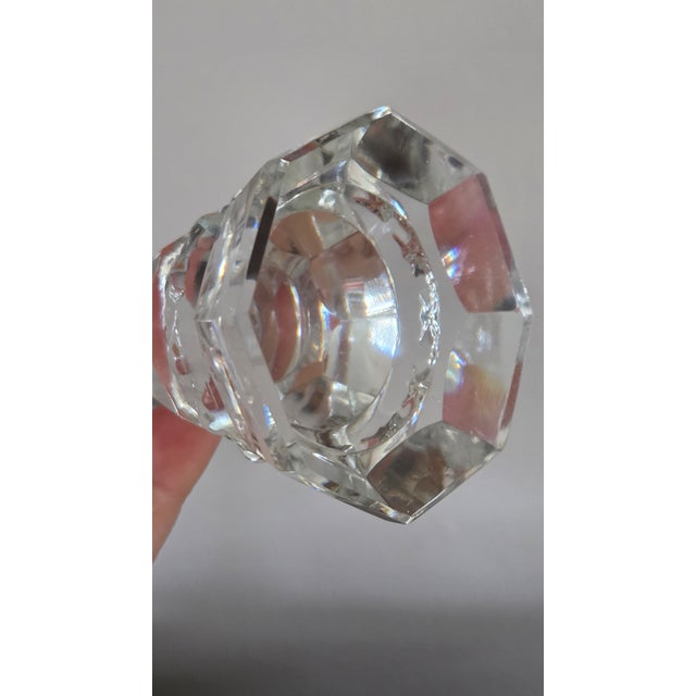 Vintage Tall Faceted Crystal-Glass Salt and Pepper Shakers With Silver-Tone Caps For Sale - Image 14 of 16