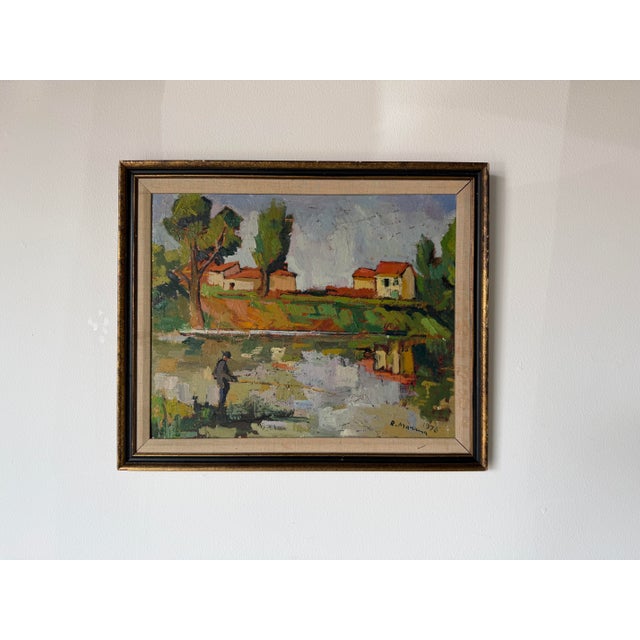 1970 Rodolfo Marma Italian Impressionist Landscape Oil on Board Painting – “L’Arno a Rovezzano,” Florence, Italy, Framed For Sale In Miami - Image 6 of 12