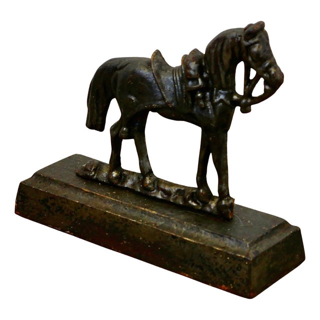 Cast Iron Saddled Horse Door Stop For Sale