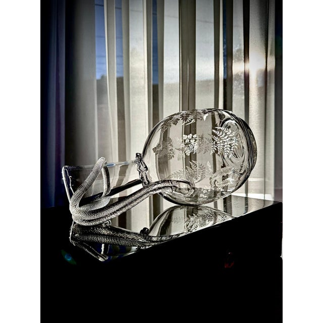 Victorian Etched Glass Amphora Jug with Serpent Handle, 1880s For Sale - Image 6 of 18