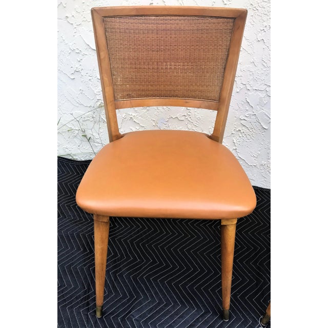 Fabulous mid-century modern chairs by William A. Berkey for John Widdicomb. The walnut chairs have clean lines, and new...