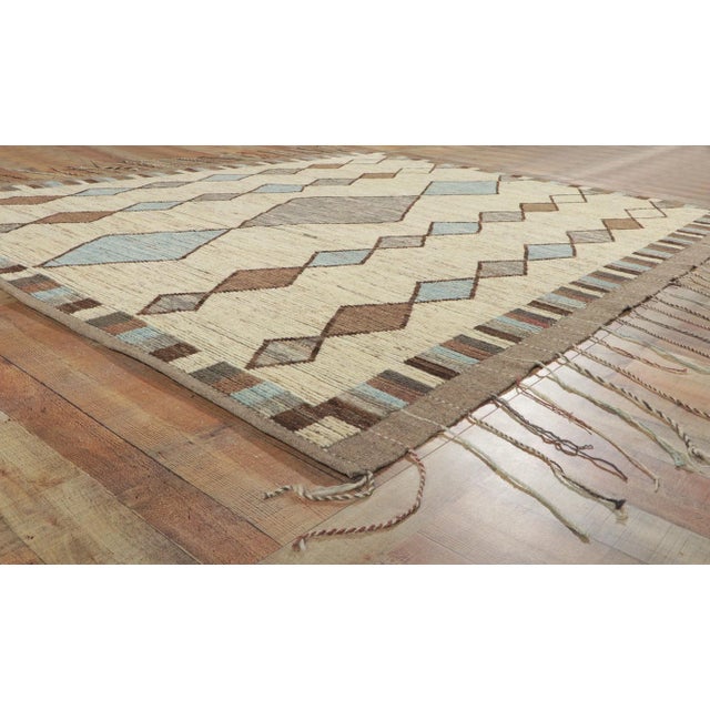 Beige Earth-Tone Short PIle Moroccan Rug - 08'05 X 10'03 For Sale - Image 8 of 11