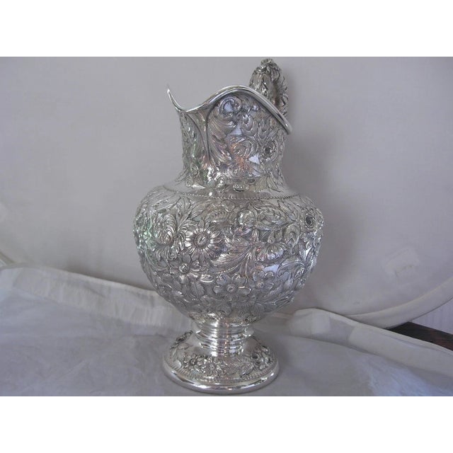 Rare Sterling Silver S Kirk & Son Water Pitcher Repousse no.26F ~No Mono ~41ozt For Sale - Image 4 of 18