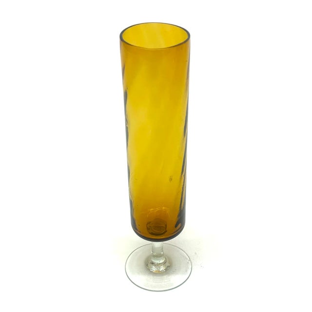 Mid-Century Modern Vintage Mixed Amber Glass Stemware Curation - Group of 7 For Sale - Image 3 of 9