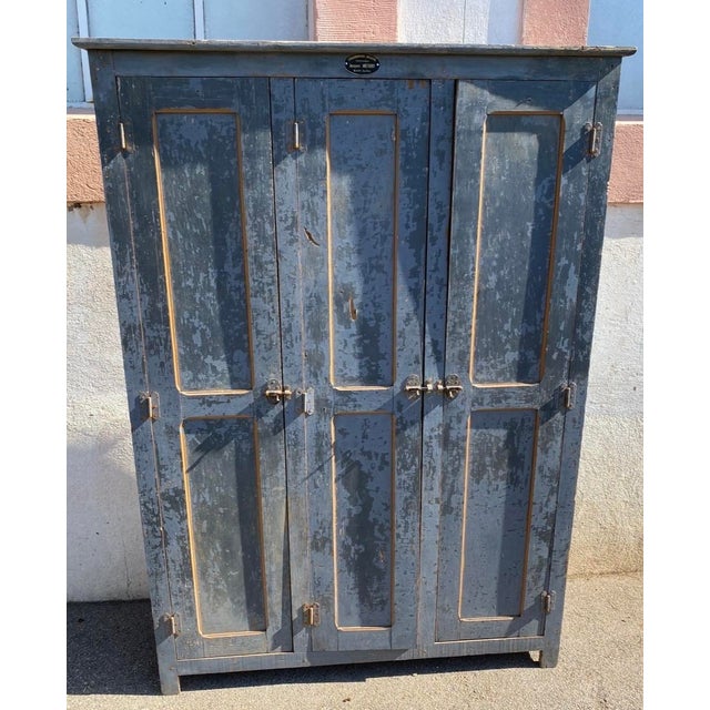 3-Door Woodworking Workshop Locker, 1930s For Sale - Image 6 of 6