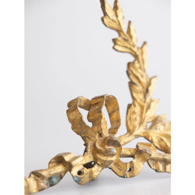Rococo 19th Century French Gilt Bronze Ormolu Bow & Garland Appliqué Tabletop Fragment Swag For Sale - Image 3 of 9