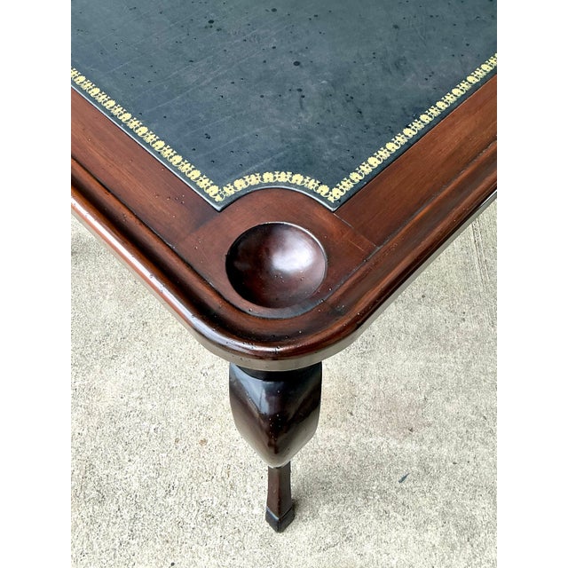 Vintage Queen Anne Leather Top Game Table For Sale - Image 12 of 12