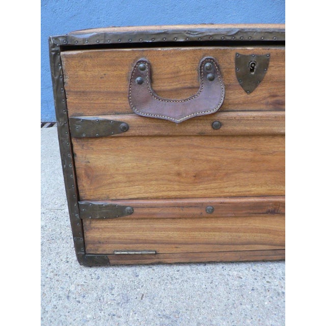 Antique Wooden Travel Trunk For Sale - Image 5 of 14