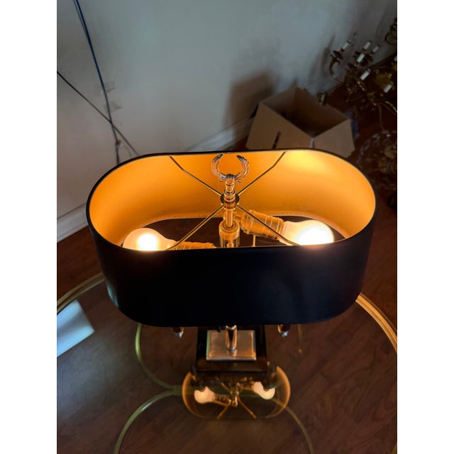 Traditional Empire Satin Nickel Plated Table Lamp For Sale - Image 3 of 5