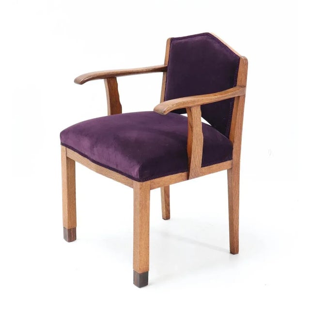 Set of Oak Art Deco Armchairs from FA Drilling Amsterdam, 1920s For Sale - Image 6 of 18