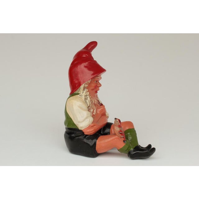 Hand-painted terracotta garden gnome by PGH, manufactured in Germany in the late 1950s, based on an original model by...