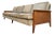 1960s Mid Century Modern Caned Walnut Velvet Long Sofa for Reupholstery 101" For Sale