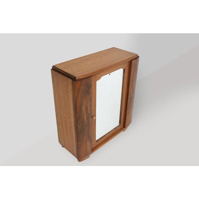 Brown Small Art Deco Cabinet in Wood with Mirror, 1930 For Sale - Image 8 of 11