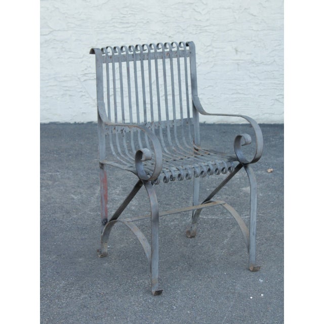 High Quality Antique Outdoor Garden Strapped Iron Arm Chair