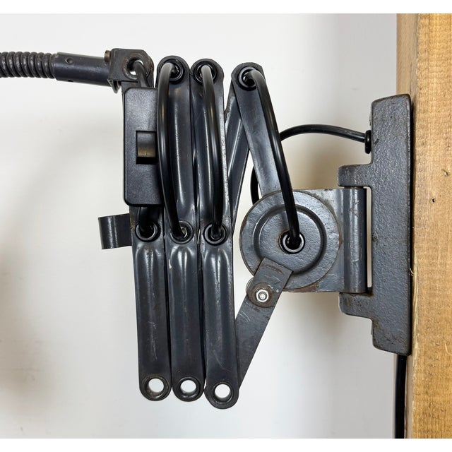 Gray Dark Grey Industrial Scissor Wall Lamp from Elektroinstala, 1960s For Sale - Image 8 of 16