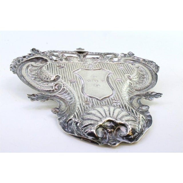 Wall Tray in Cut Silver with Embossed Coat of Arms For Sale - Image 5 of 6