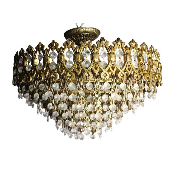Large Vintage Waterfall Chandelier For Sale - Image 4 of 6