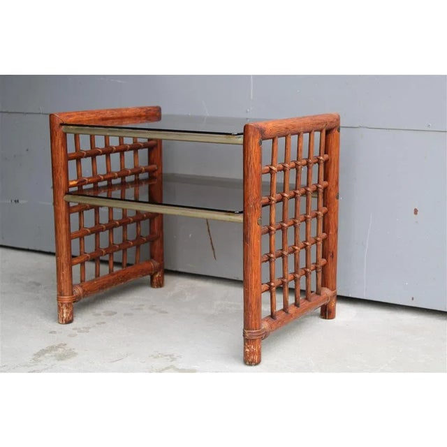 Wood Bamboo Bedside Table by Tobia & Afra Scarpa for B&b Italia, 1970s For Sale - Image 7 of 7