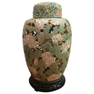 Asian Style Art Pottery and Enamel Ginger Jar Lamp