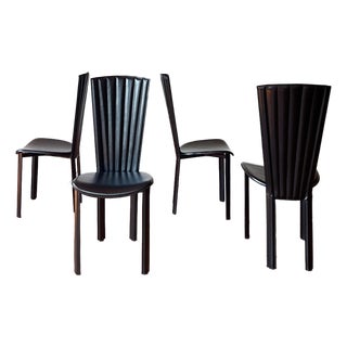 Sossano Italian Postmodern Leather Dining Chairs For Sale