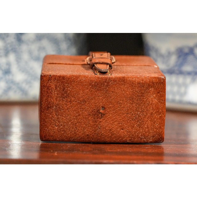 Set of 4, Edwardian Pigskin Leather Travel Case With Sterling Silver Top Treble Spirit Flasks Bottles For Sale - Image 12 of 14