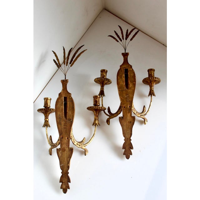 Louis XVI Gilt Wood Sconces, France, 1780s, Set of 2 For Sale - Image 3 of 11