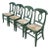 Vintage Pottery Barn Napoleon Dining Chairs in Distressed Green With Rush Seats - Set of 4 For Sale