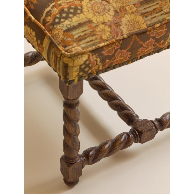 Light Yellow The Vintage 1970s Baroque Revival Tapestry & Carved Wood Dining Chairs For Sale - Image 8 of 11