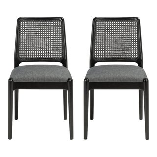 Reinhardt Rattan Dining Chair - Grey/Black, Set of 2 For Sale