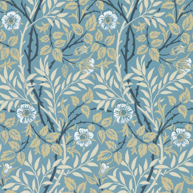 Morris & Co Sweet Briar Wallpaper in Mineral/Linen - a Sample For Sale