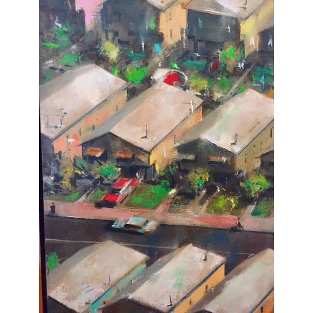 Abstract Expressionism John Dobbs, Large Modernist Oill Painting Urban Pattern For Sale - Image 3 of 9
