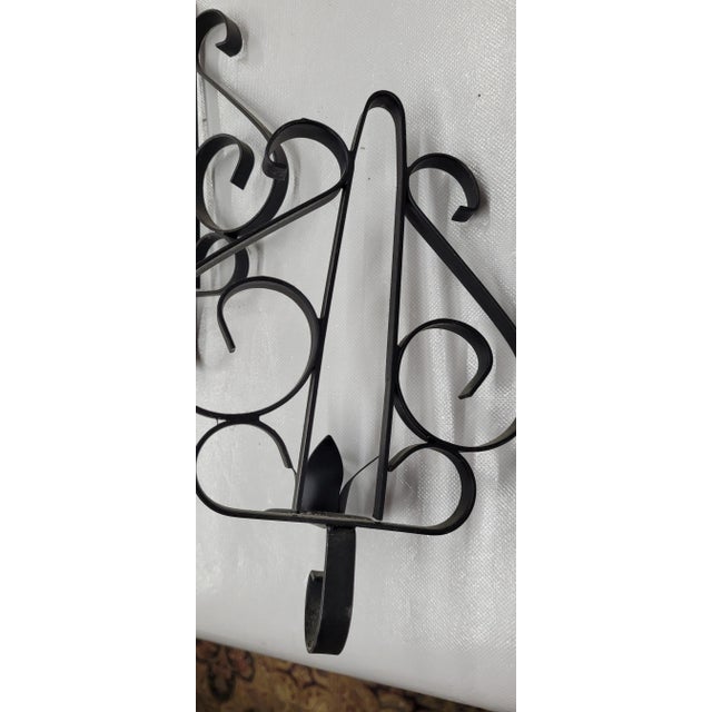 1960s Vintage 1960s Set of 4 Gothic Black Chain Medieval Wall Sconce Candlesticks Candle Holder For Sale - Image 5 of 6