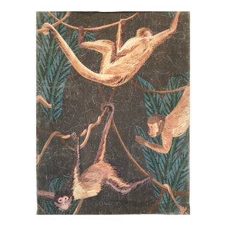 Hand Painted French Panel Monkeys Painting For Sale