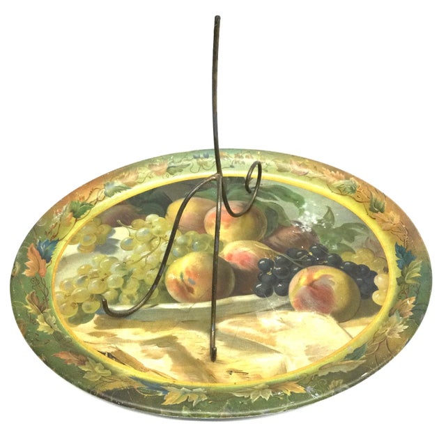 Late 20th Century Authentic Antique Toleware Platter Serving Tray For Sale - Image 5 of 12