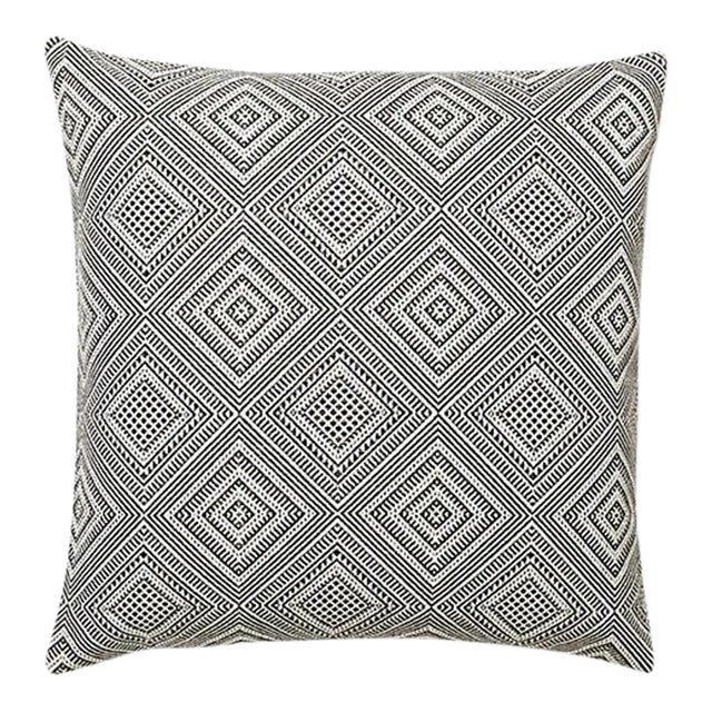 The House of Scalamandré Antigua Weave Outdoor Pillow, Carbon For Sale