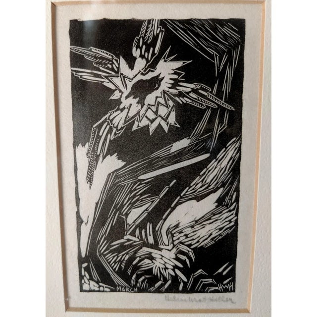 Black Early 20th Century Abstract Woodblock Art "March" Signed by Helen West Heller For Sale - Image 8 of 10