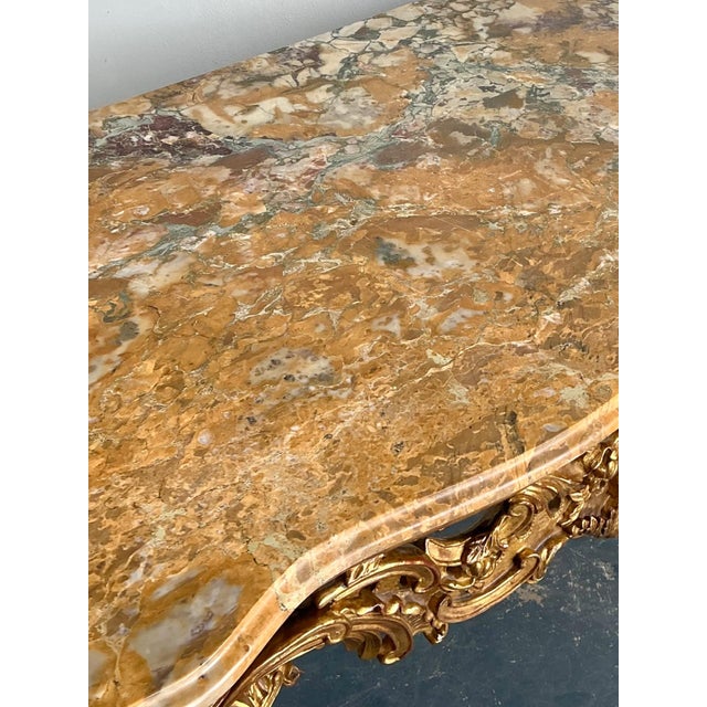Antique Rococo Giltwood Console With Marble Top For Sale In West Palm - Image 6 of 18