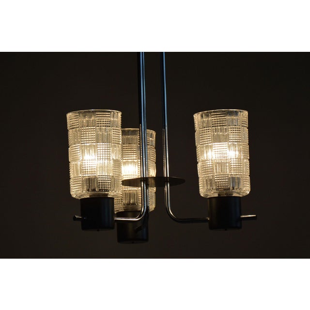 Mid-Century Chandelier in Chromed Steel and Glass by Drukov, Czech, 1970s For Sale - Image 10 of 11