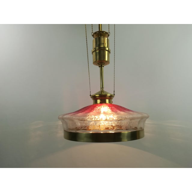 Gold Art Deco French Hanging Light with Original Shade, 1920s For Sale - Image 8 of 12