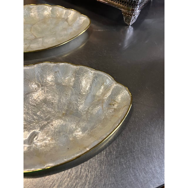 Nautical 1970s Mother of Pearl Pair of Shell Design Plates For Sale - Image 3 of 9