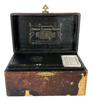 Antique Dennison's Jewelry Cleaning Kit: Dovetail Leather Box