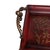 Large Metal Serving Tray Cranberry Red and Gold Leaf Vine Design Ornate Handles For Sale - Image 12 of 18