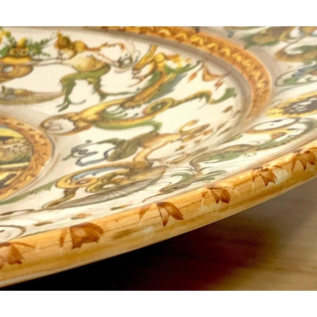 Ceramic Mid 20th Century Italian Majolica Allegorical Charger by A. Deruta For Sale - Image 7 of 13