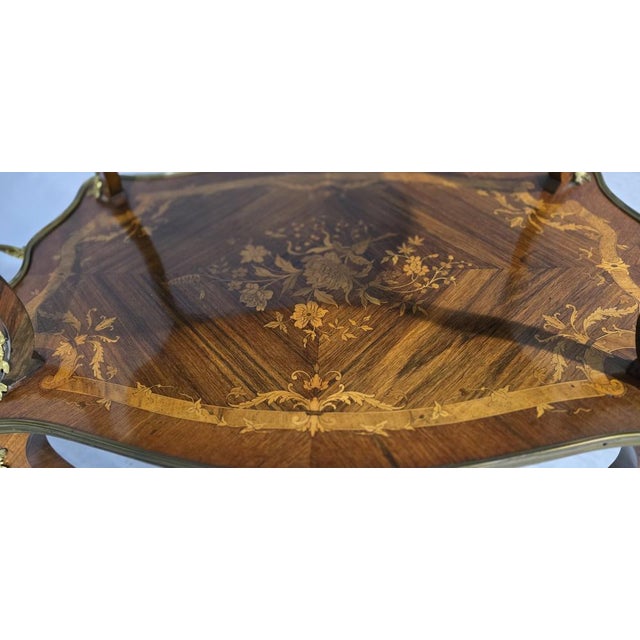 French Marquetry Etagere Two Tier Table, 1880 For Sale - Image 3 of 14